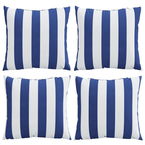 vidaXL Coussins d&eacute;coratifs lot de 4 Rayures bleues et blanches 50x50cm