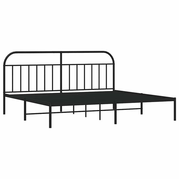vidaXL Cadre de lit m&eacute;tal sans matelas avec t&ecirc;te de lit noir 193x203cm