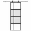 vidaXL Porte coulissante kit quincaillerie noir 76x205 cm verre tremp&eacute;