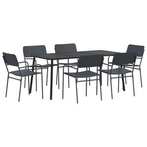 vidaXL Ensemble de salle &agrave; manger 7 pc Anthracite Acier