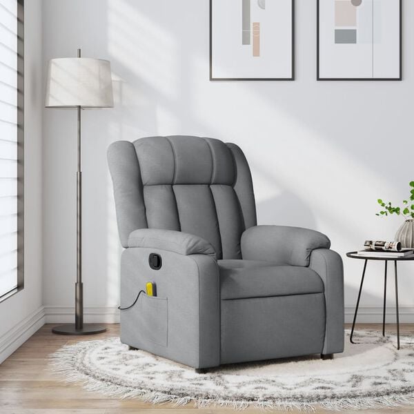 vidaXL Fauteuil inclinable de massage gris clair tissu