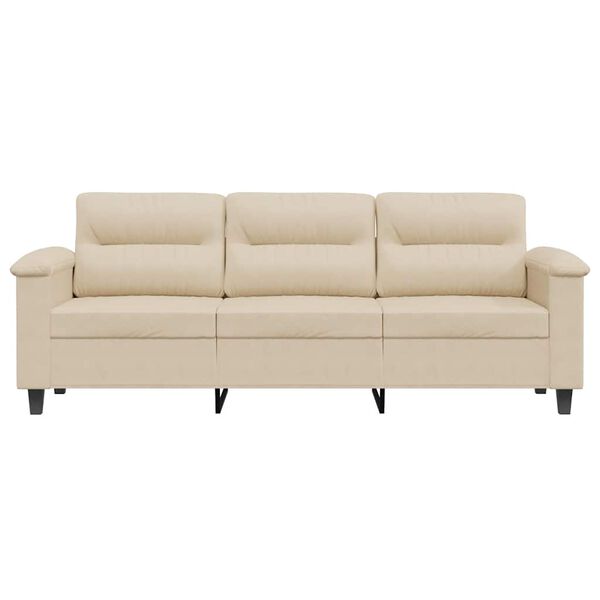 vidaXL Canap&eacute; &agrave; 3 places Cr&egrave;me 180 cm Tissu microfibre