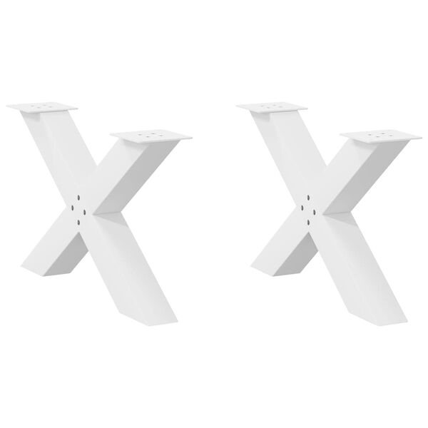 vidaXL Pieds de table basse en forme de X, 2 pi&egrave;ces, blanc, 70 x (42-43) cm, acier