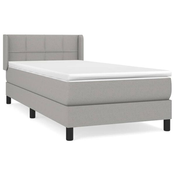 vidaXL Sommier &agrave; lattes de lit avec matelas Gris clair 90x200 cm Tissu