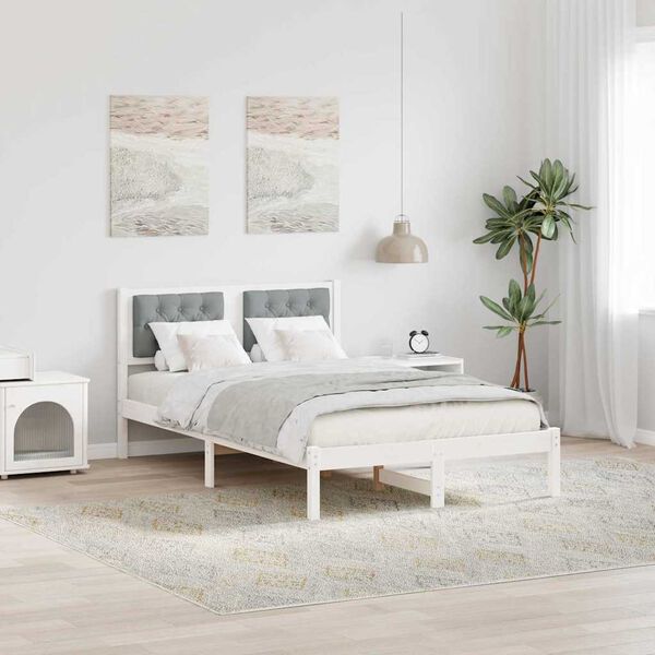 vidaXL Cadre de lit Gris clair 120 x 200 cm Pin massif