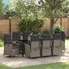 vidaXL Ensemble de salle &agrave; manger pour jardin 9 pcs Gris polyrotin