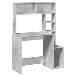 vidaXL Bureau avec &eacute;tag&egrave;res gris b&eacute;ton 100x45x140 cm bois d'ing&eacute;nierie