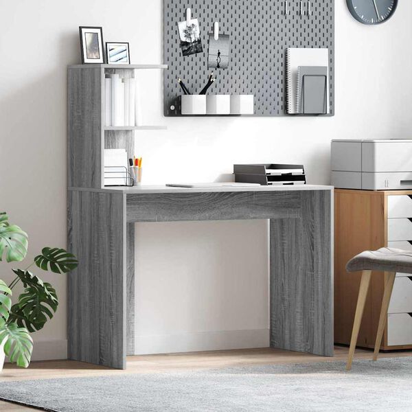 vidaXL Bureau Gris Sonoma 102 x 50 x 124 cm Bois d'ing&eacute;nierie