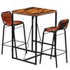 vidaXL Ensemble de bar 3 pcs Bois massif recycl&eacute; et cuir de ch&egrave;vre