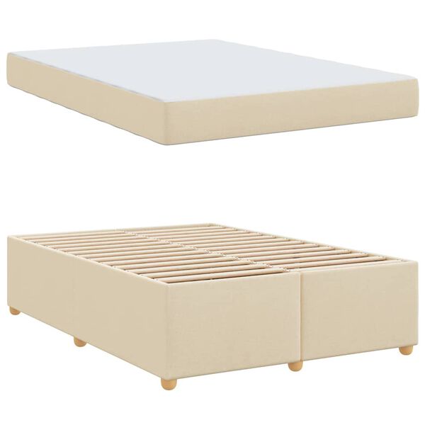 vidaXL Cadre de lit avec matelas Cr&egrave;me 140 x 200 cm tissu