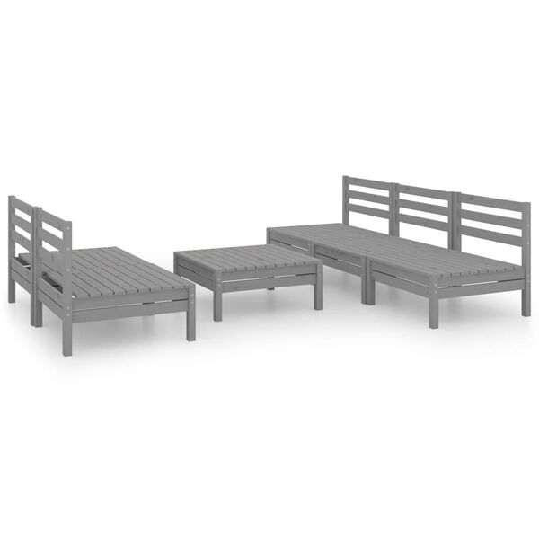 vidaXL Salon de jardin 6 pcs Gris Bois de pin massif