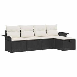 vidaXL Ensemble de canap&eacute; de jardin avec coussin 5 pcs Noir Poly rotin