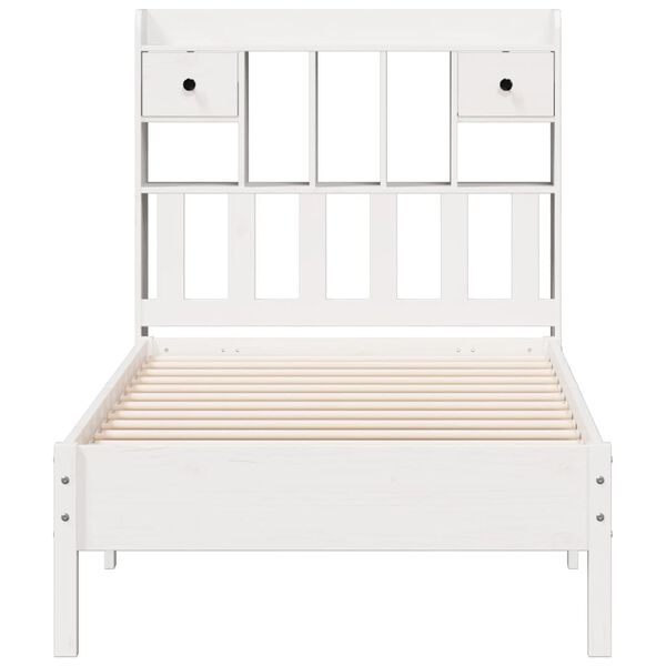 vidaXL Lit biblioth&egrave;que sans matelas blanc 75x190cm bois de pin massif