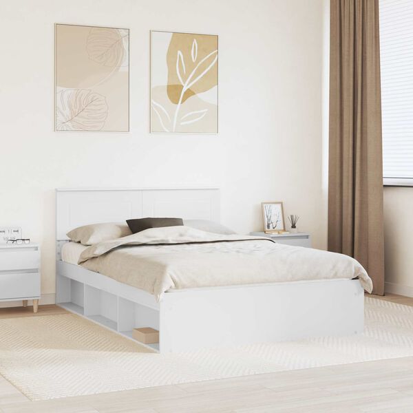 vidaXL Cadre de lit Blanc 160 x 200 cm Bois d'ing&eacute;nierie