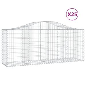 vidaXL Paniers &agrave; gabions arqu&eacute;s 25 pcs 200x50x80/100 cm Fer galvanis&eacute;