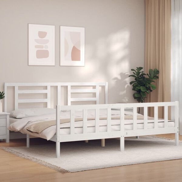 vidaXL Cadre de lit sans matelas blanc bois massif de pin