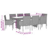 vidaXL Ensemble &agrave; manger de jardin 9 pcs coussins gris r&eacute;sine tress&eacute;e