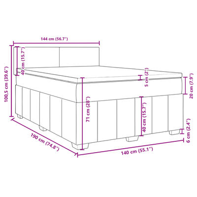 vidaXL Sommier à lattes de lit avec matelas Crème 140x190 cm Tissu