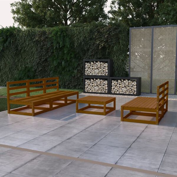 vidaXL Salon de jardin 6 pcs marron miel bois de pin massif