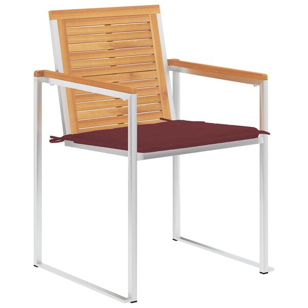 vidaXL Chaises de jardin lot de 4 avec coussins Bois de teck massif