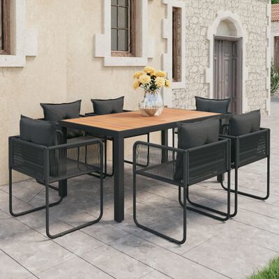 vidaXL Ensemble à manger de jardin 7pcs PVC résine tressée noir marron