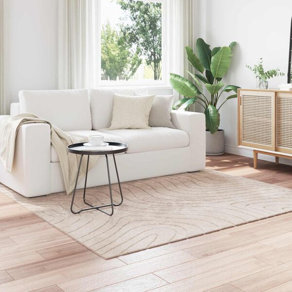 vidaXL Tapis de surface Carr&eacute; PALMERAS Beige 120 x 120 cm Polyester