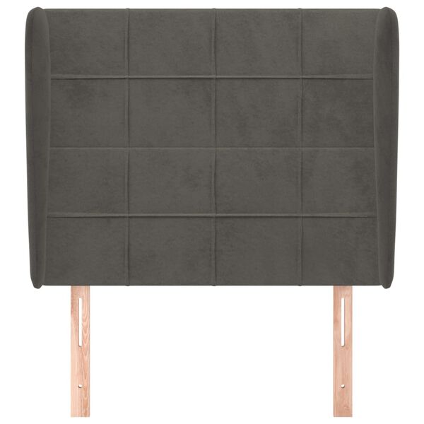 vidaXL T&ecirc;te de lit avec oreilles Gris fonc&eacute; 83x23x118/128 cm Velours