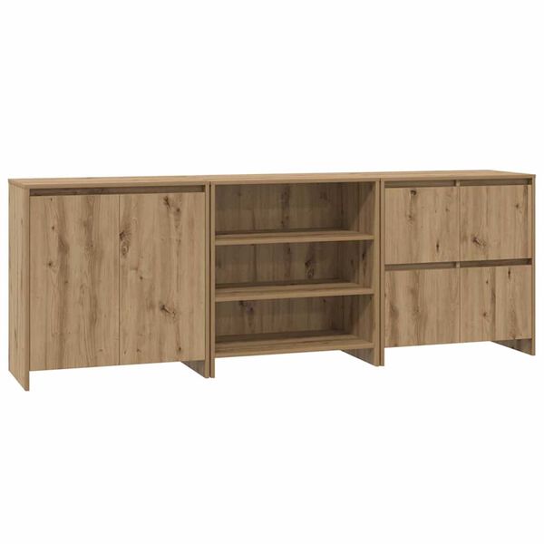 vidaXL Buffet 3 pcs Ch&ecirc;ne artisanal 70 x 41 x 75 cm Bois d'ing&eacute;nierie