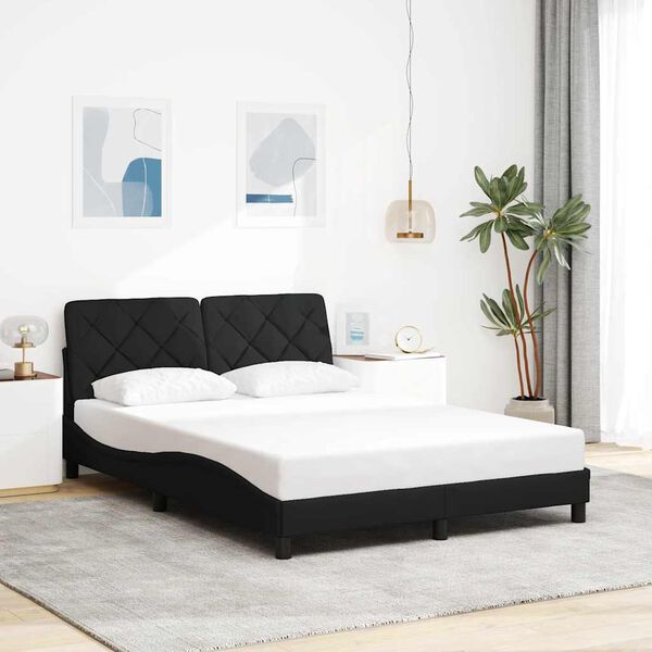 vidaXL Cadre de lit sans matelas noir 140x200 cm tissu