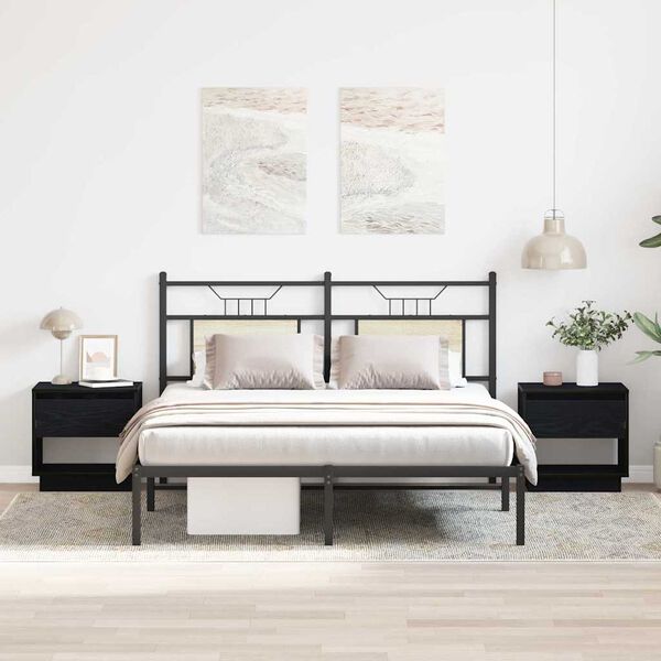 vidaXL Table de nuit avec tiroir 2 pcs Ch&ecirc;ne noir 45 x 34 x 44 cm