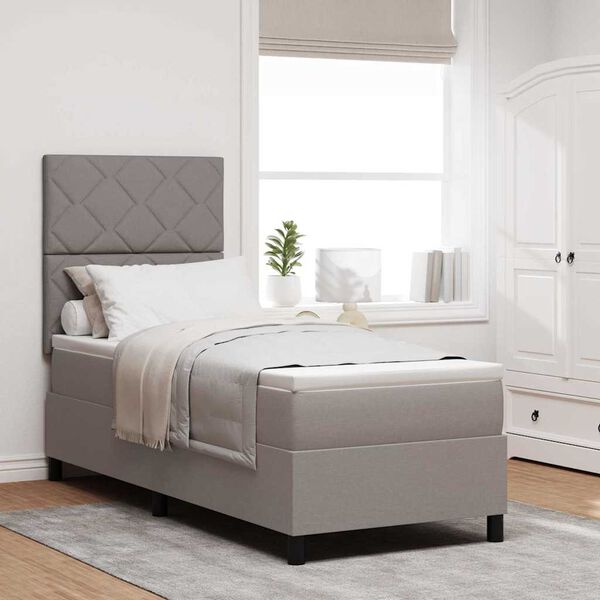 vidaXL Lit &agrave; ressorts avec matelas Taupe 80 x 200 cm tissu