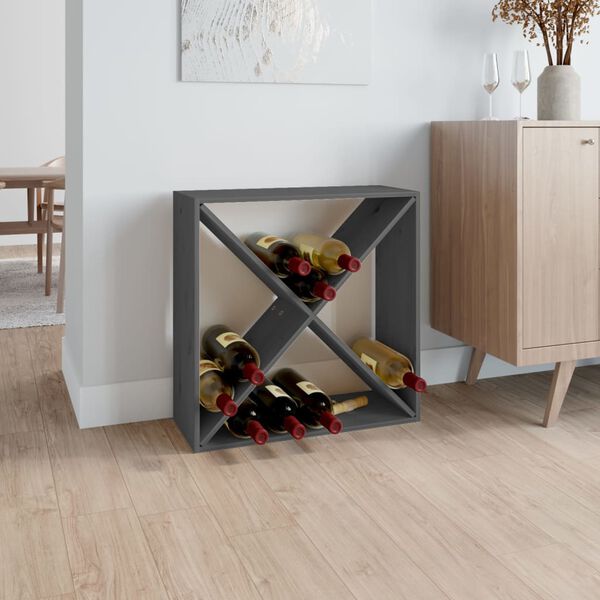 vidaXL Armoire à vin Gris 62x25x62 cm Bois de pin massif