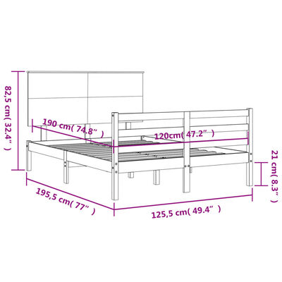 vidaXL Cadre de lit sans matelas blanc bois massif