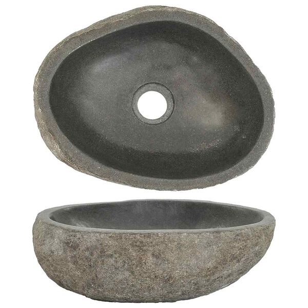vidaXL Lavabo en pierre de rivi&egrave;re ovale (29-38)x(24-31) cm