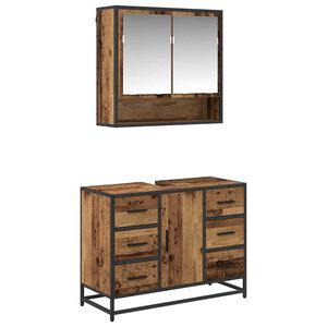vidaXL Ensemble de mobilier de salle de bain 2 pcs Bois Ancien