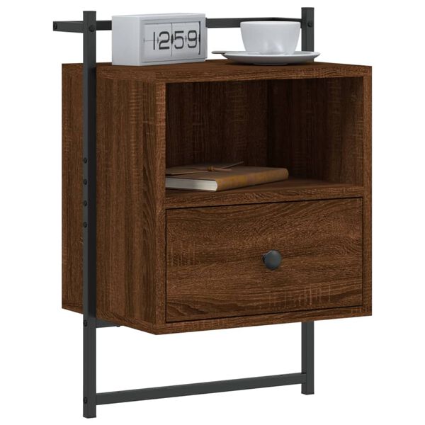 vidaXL Table de chevet murale 2 pcs ch&ecirc;ne marron 40x30x61 cm
