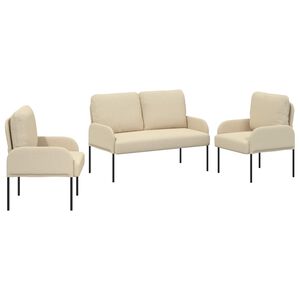 vidaXL Ensembles de canap&eacute;s 3 pc Cr&egrave;me Contreplaqu&eacute;