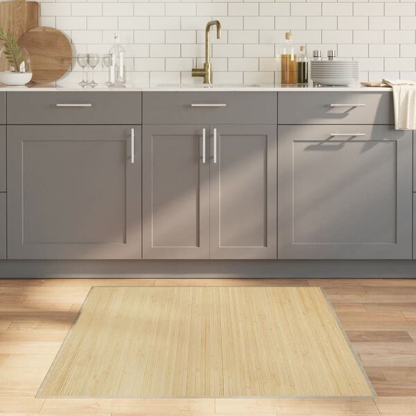 vidaXL Tapis carr&eacute; naturel clair 100x100 cm bambou