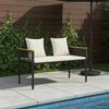 vidaXL Banc ext&eacute;rieur Noir et blanc cr&egrave;me 117 x 54 x 74.5 cm polyrotin