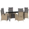 vidaXL Ensemble de salle &agrave; manger pour jardin 5 pcs Beige polyrotin