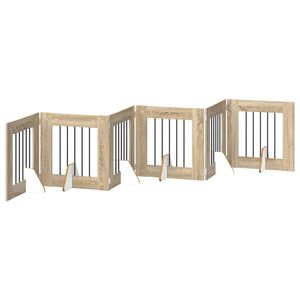 vidaXL Porte de chien pliable avec supports 6 pc Ch&ecirc;ne Sonoma 362 cm
