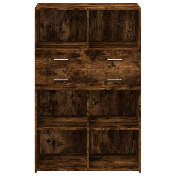 vidaXL Buffet haut ch&ecirc;ne fum&eacute; 80x42,5x124 cm bois d'ing&eacute;nierie