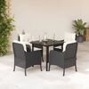 vidaXL Ensemble &agrave; manger de jardin coussins 5pcs Noir R&eacute;sine tress&eacute;e