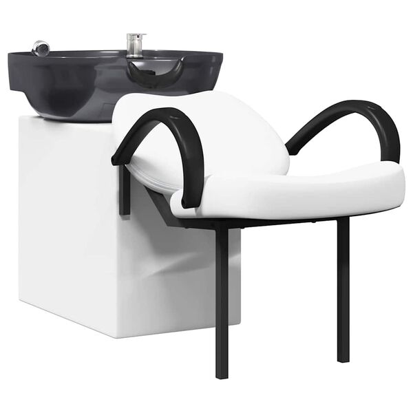 vidaXL Fauteuil de shampooing Blanc et Noir 63 x 141 x 92 cm PVC