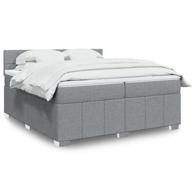 vidaXL Sommier à lattes de lit avec matelas Gris clair 200x200cm Tissu