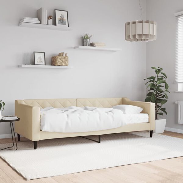 vidaXL Lit de jour avec matelas cr&egrave;me 80x200 cm tissu