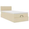 vidaXL Lit ottoman avec matelas cr&egrave;me 90x200 cm tissu