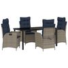 vidaXL Ensemble de salle &agrave; manger pour jardin 5 pcs Gris et Noir Rotin