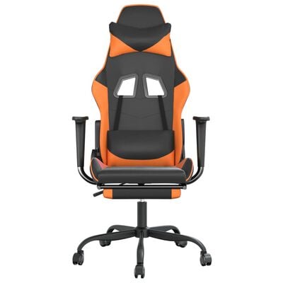 vidaXL Chaise de jeu avec repose-pied Noir et orange Similicuir