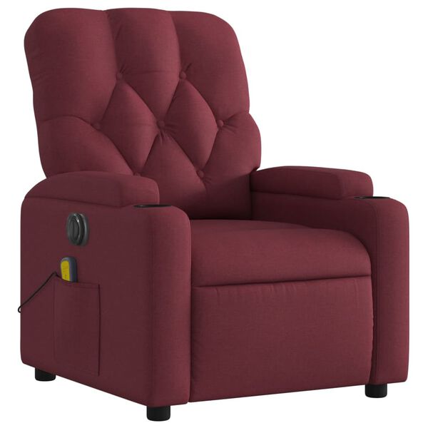 vidaXL Fauteuil de massage inclinable &eacute;lectrique Rouge bordeaux Tissu